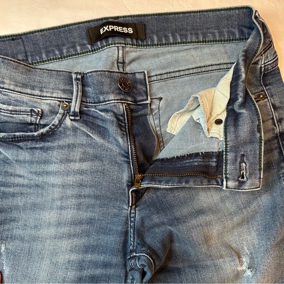 Express Women’s MidRise REPREVE Ankle Legging Dark Washed Jean Blue Size 6R - Picture 4 of 16